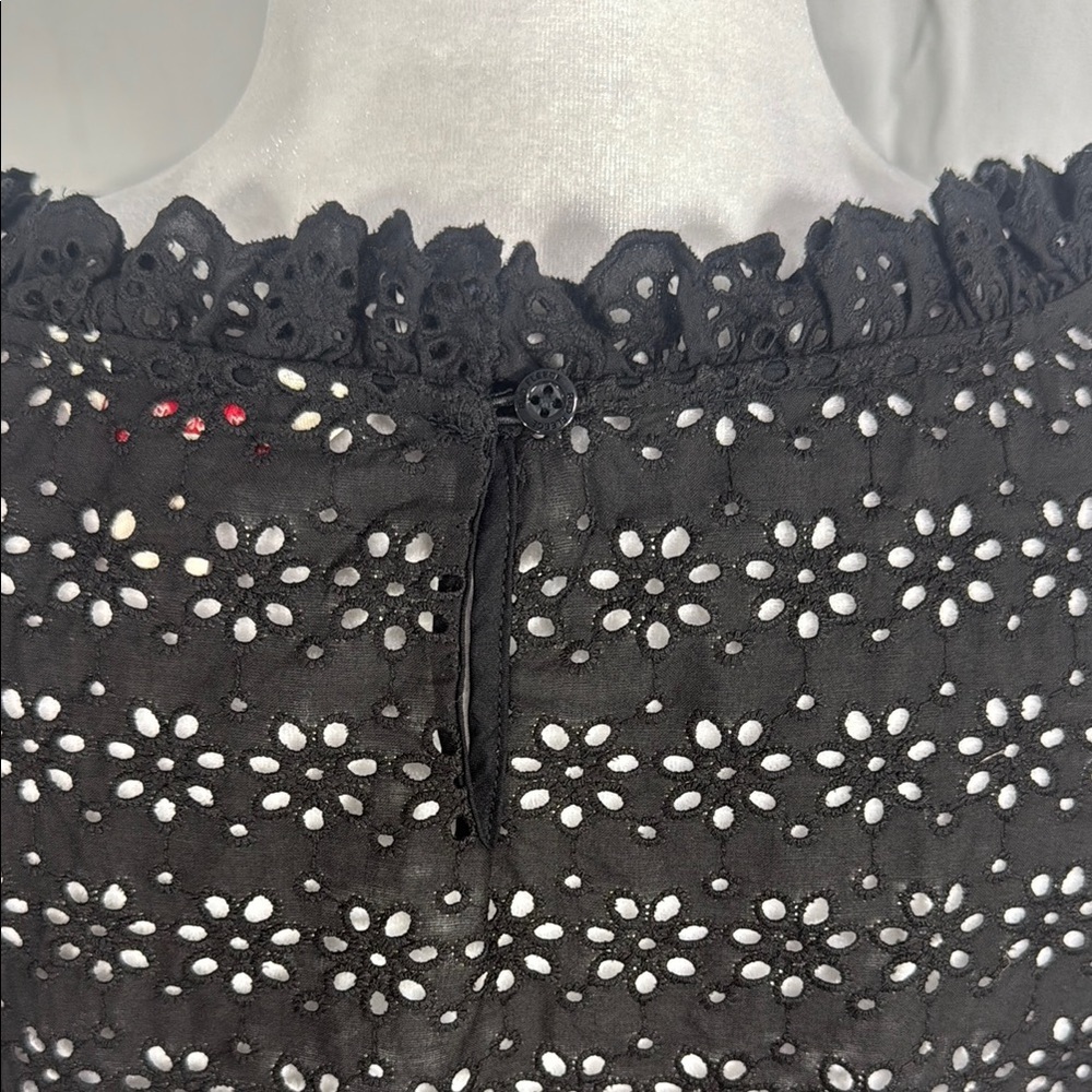 Brooks Brothers Red Fleece Black Eyelet Lace Blouse Size 12 - Picture 8 of 10